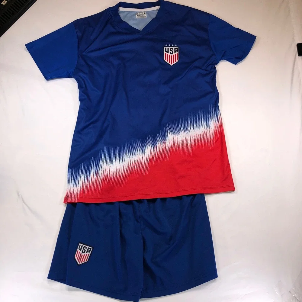 USA Soccer Youth Jersey and Shorts Set Blue Red White Size XL Kit